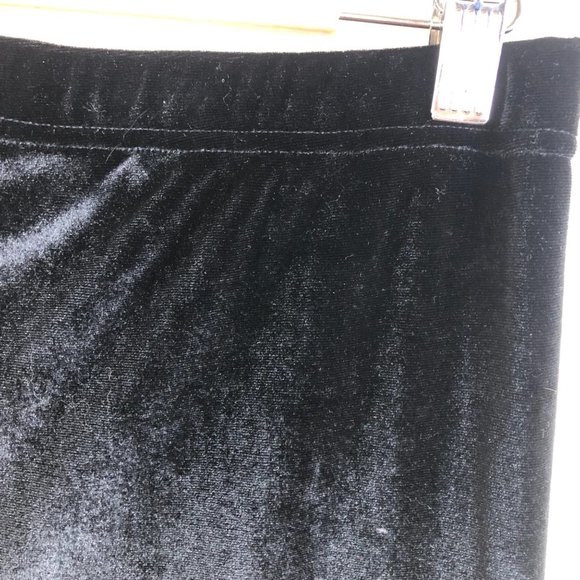 MARIE NICOLE CLOTHING Black Crushed Velvet Flare Curtain Long Pants Size Large - Picture 8 of 11